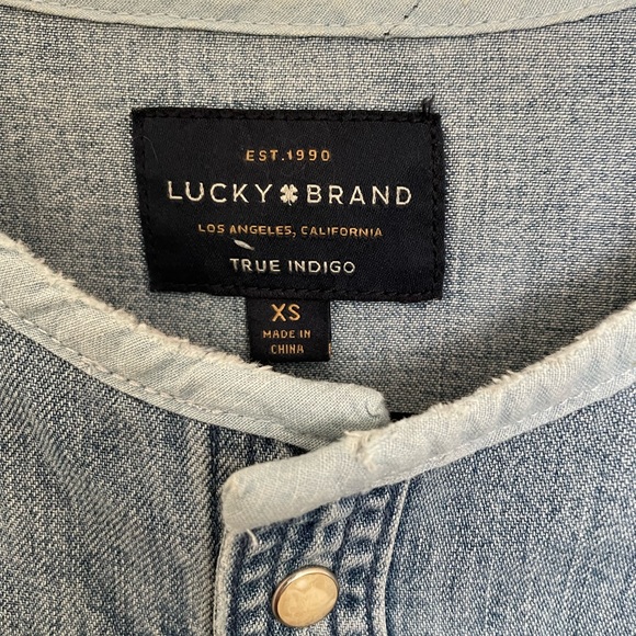 LuckyBrand light wash raw hem denim knee-length shirt dress - Picture 3 of 4